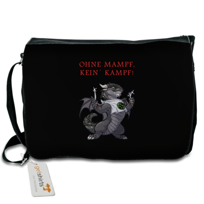 Motiv: Schultertasche - Ulisses - Ohne Mampf kein Kampf - bestimme auf Wunsch Details wie Produkt, Grösse, Farbe und Position selbst ! Motiv: Schultertasche - Ulisses - Ohne Mampf kein Kampf