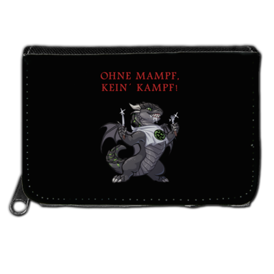 Motiv: Geldboerse - Ulisses - Ohne Mampf kein Kampf - bestimme auf Wunsch Details wie Produkt, Grösse, Farbe und Position selbst ! Motiv: Geldboerse - Ulisses - Ohne Mampf kein Kampf