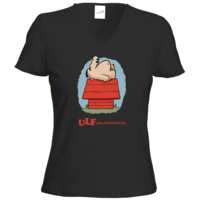Motiv: T-Shirts Damen V-Neck FAIR WEAR - ULF der faule Hund - bestimme auf Wunsch Details wie Produkt, Grösse, Farbe und Position selbst ! Motiv: T-Shirts Damen V-Neck FAIR WEAR - ULF der faule Hund