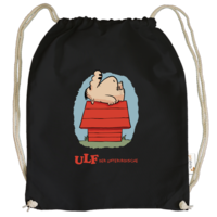 Motiv: Cotton Gymsac - ULF der faule Hund - bestimme auf Wunsch Details wie Produkt, Grösse, Farbe und Position selbst ! Motiv: Cotton Gymsac - ULF der faule Hund