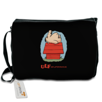 Motiv: Schultertasche - ULF der faule Hund - bestimme auf Wunsch Details wie Produkt, Grösse, Farbe und Position selbst ! Motiv: Schultertasche - ULF der faule Hund