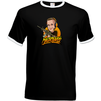 Motiv: T-Shirt Ringer - Macho - Shots Fired - bestimme auf Wunsch Details wie Produkt, Grösse, Farbe und Position selbst ! Motiv: T-Shirt Ringer - Macho - Shots Fired