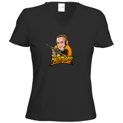 Motiv: T-Shirt Damen V-Neck Classic - Macho - Shots Fired - bestimme auf Wunsch Details wie Produkt, Grösse, Farbe und Position selbst ! Motiv: T-Shirt Damen V-Neck Classic - Macho - Shots Fired
