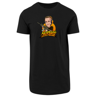 Motiv: Shaped Long Tee - Macho - Shots Fired - bestimme auf Wunsch Details wie Produkt, Grösse, Farbe und Position selbst ! Motiv: Shaped Long Tee - Macho - Shots Fired