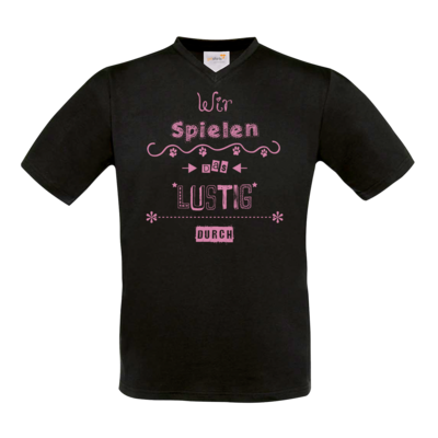 Motiv: T-Shirt V-Neck FAIR WEAR - Wir spielen das lustig durch - bestimme auf Wunsch Details wie Produkt, Grösse, Farbe und Position selbst ! Motiv: T-Shirt V-Neck FAIR WEAR - Wir spielen das lustig durch