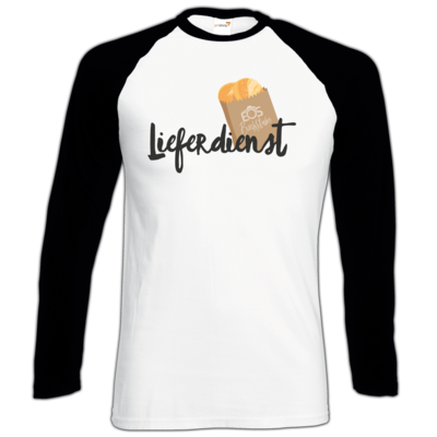 Motiv: Longsleeve Baseball T - Lieferdienst - bestimme auf Wunsch Details wie Produkt, Grösse, Farbe und Position selbst ! Motiv: Longsleeve Baseball T - Lieferdienst