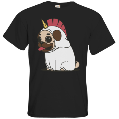 Motiv: T-Shirt Premium FAIR WEAR - Einhorn Mops - bestimme auf Wunsch Details wie Produkt, Grösse, Farbe und Position selbst ! Motiv: T-Shirt Premium FAIR WEAR - Einhorn Mops