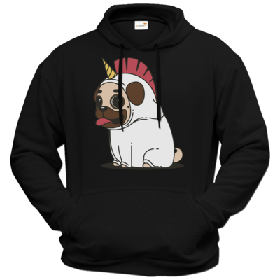 Motiv: Hoodie Premium FAIR WEAR - Einhorn Mops - bestimme auf Wunsch Details wie Produkt, Grösse, Farbe und Position selbst ! Motiv: Hoodie Premium FAIR WEAR - Einhorn Mops