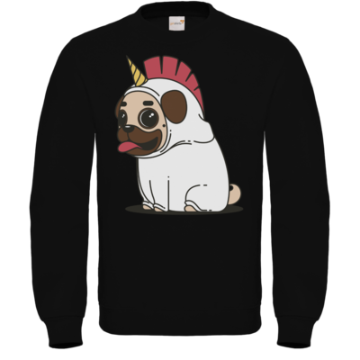 Motiv: Sweatshirt FAIR WEAR - Einhorn Mops - bestimme auf Wunsch Details wie Produkt, Grösse, Farbe und Position selbst ! Motiv: Sweatshirt FAIR WEAR - Einhorn Mops
