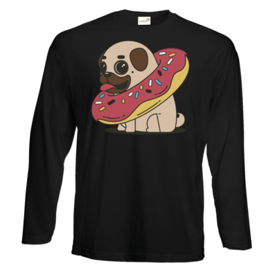 Motiv: Exact 190 Longsleeve FAIR WEAR - Mops mit Donut - bestimme auf Wunsch Details wie Produkt, Grösse, Farbe und Position selbst ! Motiv: Exact 190 Longsleeve FAIR WEAR - Mops mit Donut