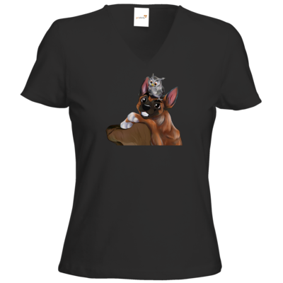 Motiv: T-Shirts Damen V-Neck FAIR WEAR - friends - bestimme auf Wunsch Details wie Produkt, Grösse, Farbe und Position selbst ! Motiv: T-Shirts Damen V-Neck FAIR WEAR - friends
