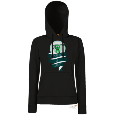 Motiv: Hoodie Damen Classic - Existence is great - bestimme auf Wunsch Details wie Produkt, Grösse, Farbe und Position selbst ! Motiv: Hoodie Damen Classic - Existence is great