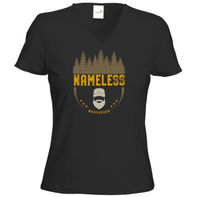 Motiv: T-Shirt Damen V-Neck Classic - Nameless Retro - bestimme auf Wunsch Details wie Produkt, Grösse, Farbe und Position selbst ! Motiv: T-Shirt Damen V-Neck Classic - Nameless Retro
