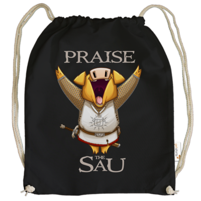 Motiv: Cotton Gymsac - Praise The Sau - bestimme auf Wunsch Details wie Produkt, Grösse, Farbe und Position selbst ! Motiv: Cotton Gymsac - Praise The Sau