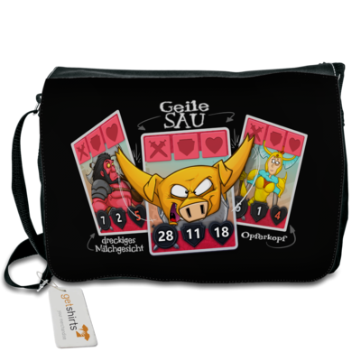 Motiv: Schultertasche - Geile Sau - Artifact - bestimme auf Wunsch Details wie Produkt, Grösse, Farbe und Position selbst ! Motiv: Schultertasche - Geile Sau - Artifact