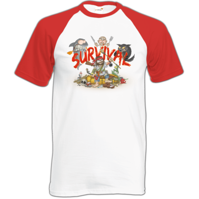 Motiv: Baseball-T FAIR WEAR - Survival - bestimme auf Wunsch Details wie Produkt, Grösse, Farbe und Position selbst ! Motiv: Baseball-T FAIR WEAR - Survival