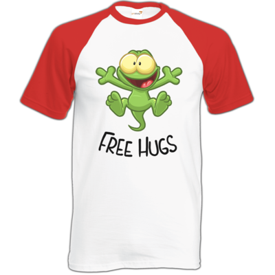 Motiv: Baseball-T FAIR WEAR - FreeHugs - bestimme auf Wunsch Details wie Produkt, Grösse, Farbe und Position selbst ! Motiv: Baseball-T FAIR WEAR - FreeHugs