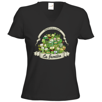 Motiv: T-Shirts Damen V-Neck FAIR WEAR - LaFamilia - bestimme auf Wunsch Details wie Produkt, Grösse, Farbe und Position selbst ! Motiv: T-Shirts Damen V-Neck FAIR WEAR - LaFamilia