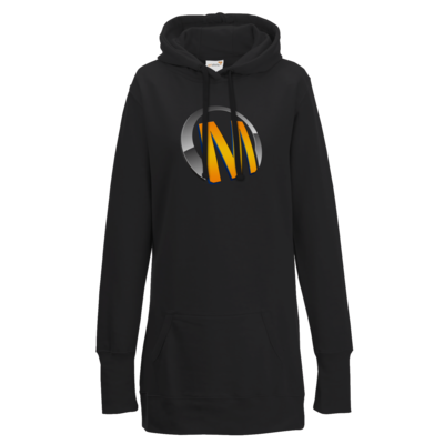 Motiv: Lady Longline Hoodie - Macho - Logo - Orange - bestimme auf Wunsch Details wie Produkt, Grösse, Farbe und Position selbst ! Motiv: Lady Longline Hoodie - Macho - Logo - Orange