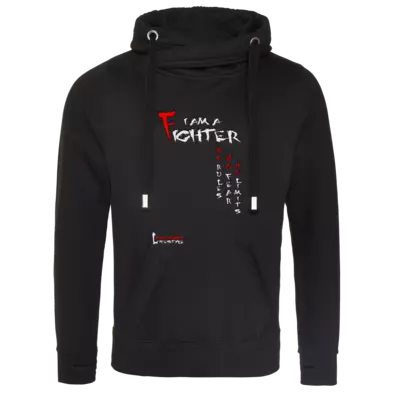 Motiv: Cross Neck Hoodie - Kampfkunst Lifestyle - I am a Fighter - bestimme auf Wunsch Details wie Produkt, Grösse, Farbe und Position selbst ! Motiv: Cross Neck Hoodie - Kampfkunst Lifestyle - I am a Fighter