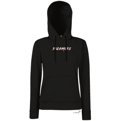 Motiv: Hoodie Damen Classic - Schriftzug Big Smoke - bestimme auf Wunsch Details wie Produkt, Grösse, Farbe und Position selbst ! Motiv: Hoodie Damen Classic - Schriftzug Big Smoke