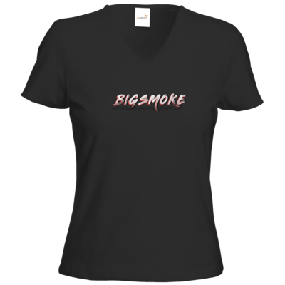 Motiv: T-Shirts Damen V-Neck FAIR WEAR - Schriftzug Big Smoke - bestimme auf Wunsch Details wie Produkt, Grösse, Farbe und Position selbst ! Motiv: T-Shirts Damen V-Neck FAIR WEAR - Schriftzug Big Smoke