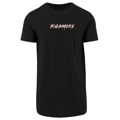 Motiv: Shaped Long Tee - Schriftzug Big Smoke - bestimme auf Wunsch Details wie Produkt, Grösse, Farbe und Position selbst ! Motiv: Shaped Long Tee - Schriftzug Big Smoke