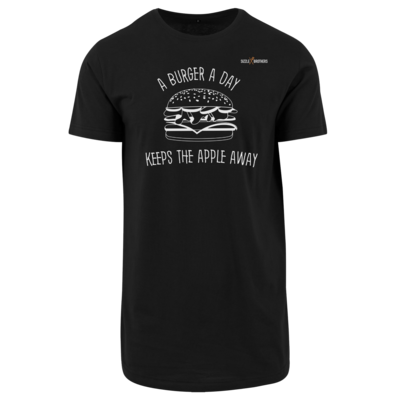 Motiv: Shaped Long Tee - SizzleBrothers - Grillen - Burger Apple - bestimme auf Wunsch Details wie Produkt, Grösse, Farbe und Position selbst ! Motiv: Shaped Long Tee - SizzleBrothers - Grillen - Burger Apple