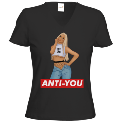 Motiv: T-Shirts Damen V-Neck FAIR WEAR - Anti-You (Erna) - bestimme auf Wunsch Details wie Produkt, Grösse, Farbe und Position selbst ! Motiv: T-Shirts Damen V-Neck FAIR WEAR - Anti-You (Erna)