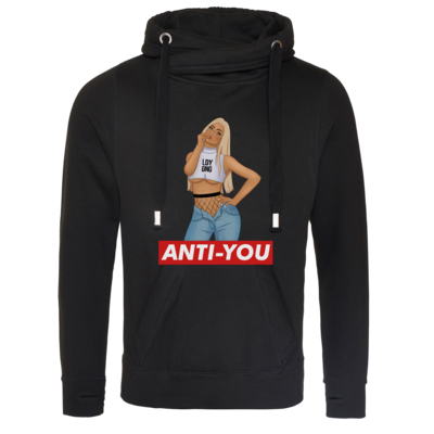 Motiv: Cross Neck Hoodie - Anti-You (Erna) - bestimme auf Wunsch Details wie Produkt, Grösse, Farbe und Position selbst ! Motiv: Cross Neck Hoodie - Anti-You (Erna)