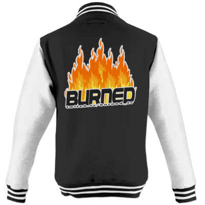 Motiv: College Jacke - Burned Flames - bestimme auf Wunsch Details wie Produkt, Grösse, Farbe und Position selbst ! Motiv: College Jacke - Burned Flames