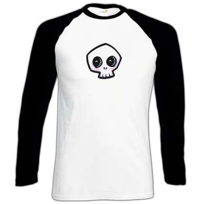 Motiv: Longsleeve Baseball T - scrumpy - happy skull - bestimme auf Wunsch Details wie Produkt, Grösse, Farbe und Position selbst ! Motiv: Longsleeve Baseball T - scrumpy - happy skull