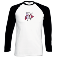 Motiv: Longsleeve Baseball T - supermilich - the hero of milk - bestimme auf Wunsch Details wie Produkt, Grösse, Farbe und Position selbst ! Motiv: Longsleeve Baseball T - supermilich - the hero of milk