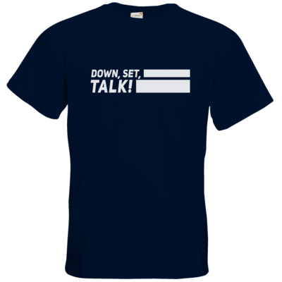 Motiv: T-Shirt Premium FAIR WEAR - Down, Set, Talk! - bestimme auf Wunsch Details wie Produkt, Grösse, Farbe und Position selbst ! Motiv: T-Shirt Premium FAIR WEAR - Down, Set, Talk!