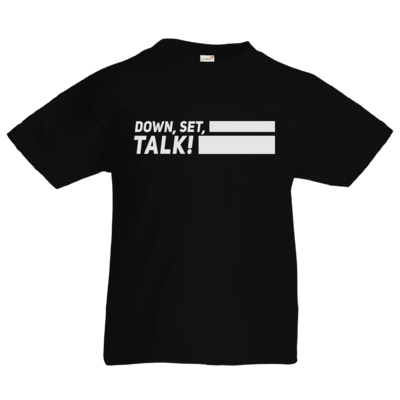 Motiv: Kids T-Shirt Premium FAIR WEAR - Down, Set, Talk! - bestimme auf Wunsch Details wie Produkt, Grösse, Farbe und Position selbst ! Motiv: Kids T-Shirt Premium FAIR WEAR - Down, Set, Talk!