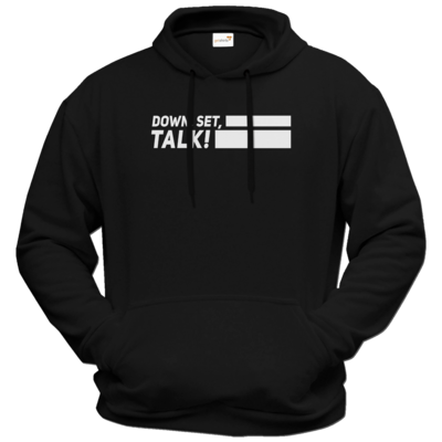 Motiv: Hoodie Premium FAIR WEAR - Down, Set, Talk! - bestimme auf Wunsch Details wie Produkt, Grösse, Farbe und Position selbst ! Motiv: Hoodie Premium FAIR WEAR - Down, Set, Talk!