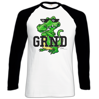 Motiv: Longsleeve Baseball T - Kalle Kroko - bestimme auf Wunsch Details wie Produkt, Grösse, Farbe und Position selbst ! Motiv: Longsleeve Baseball T - Kalle Kroko