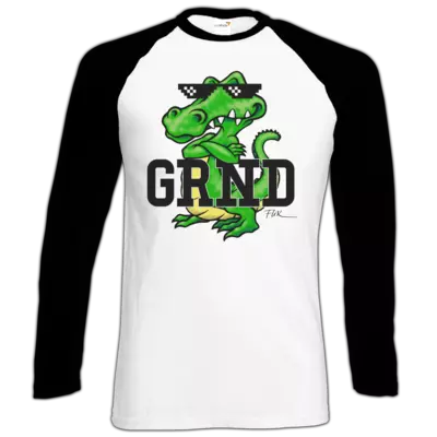 Motiv: Longsleeve Baseball T - Kalle Kroko - bestimme auf Wunsch Details wie Produkt, Grösse, Farbe und Position selbst ! Motiv: Longsleeve Baseball T - Kalle Kroko