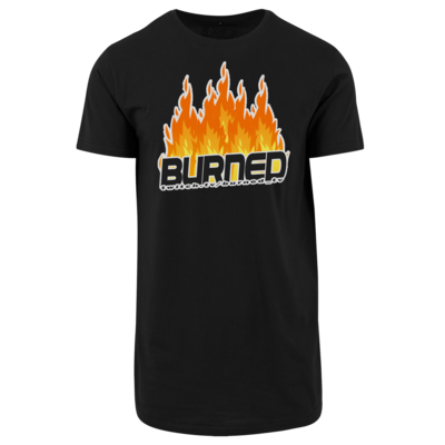 Motiv: Shaped Long Tee - Burned Flames - bestimme auf Wunsch Details wie Produkt, Grösse, Farbe und Position selbst ! Motiv: Shaped Long Tee - Burned Flames
