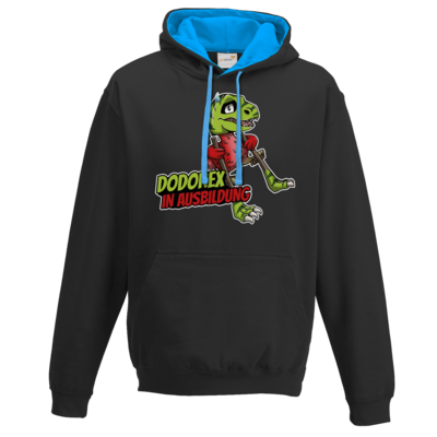 Motiv: Two-Tone Hoodie - Dodo-Rex in Ausbildung - bestimme auf Wunsch Details wie Produkt, Grösse, Farbe und Position selbst ! Motiv: Two-Tone Hoodie - Dodo-Rex in Ausbildung