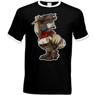 Motiv: T-Shirt Ringer - Wild West Dodo - bestimme auf Wunsch Details wie Produkt, Grösse, Farbe und Position selbst ! Motiv: T-Shirt Ringer - Wild West Dodo