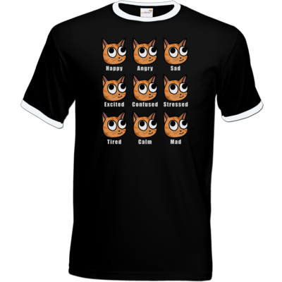 Motiv: T-Shirt Ringer - E-Meow-tions - bestimme auf Wunsch Details wie Produkt, Grösse, Farbe und Position selbst ! Motiv: T-Shirt Ringer - E-Meow-tions