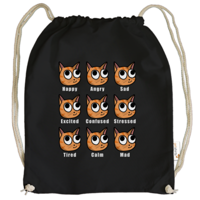Motiv: Cotton Gymsac - E-Meow-tions - bestimme auf Wunsch Details wie Produkt, Grösse, Farbe und Position selbst ! Motiv: Cotton Gymsac - E-Meow-tions