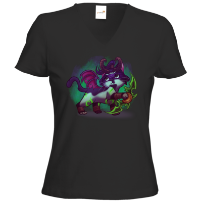 Motiv: T-Shirts Damen V-Neck FAIR WEAR - Pan Tau - Illidan (wow) 