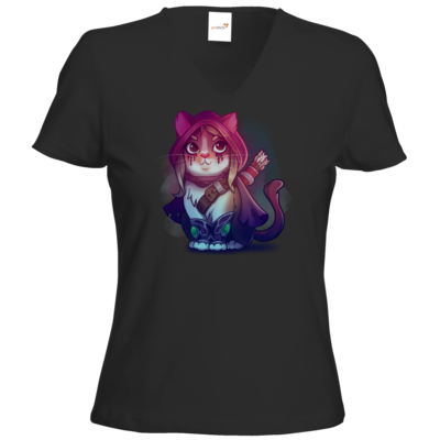 Motiv: T-Shirt Damen V-Neck Classic - Kitty - Sylvanas (wow) - bestimme auf Wunsch Details wie Produkt, Grösse, Farbe und Position selbst ! Motiv: T-Shirt Damen V-Neck Classic - Kitty - Sylvanas (wow)
