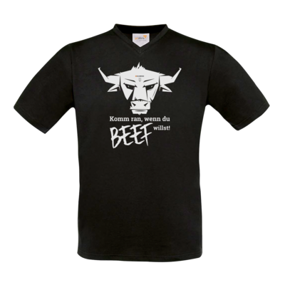 Motiv: T-Shirt V-Neck FAIR WEAR - Willste Beef? - bestimme auf Wunsch Details wie Produkt, Grösse, Farbe und Position selbst ! Motiv: T-Shirt V-Neck FAIR WEAR - Willste Beef?