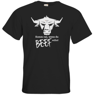 Motiv: T-Shirt Premium FAIR WEAR - Willste Beef? - bestimme auf Wunsch Details wie Produkt, Grösse, Farbe und Position selbst ! Motiv: T-Shirt Premium FAIR WEAR - Willste Beef?