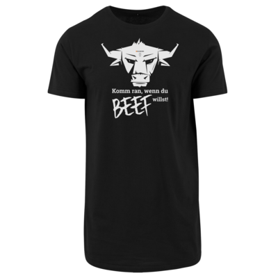 Motiv: Shaped Long Tee - Willste Beef? - bestimme auf Wunsch Details wie Produkt, Grösse, Farbe und Position selbst ! Motiv: Shaped Long Tee - Willste Beef?