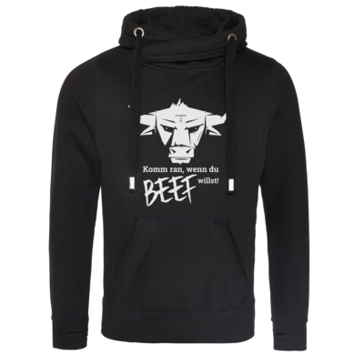Motiv: Cross Neck Hoodie - Willste Beef? - bestimme auf Wunsch Details wie Produkt, Grösse, Farbe und Position selbst ! Motiv: Cross Neck Hoodie - Willste Beef?