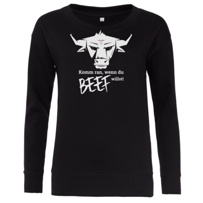 Motiv: Girlie Crew Sweatshirt - Willste Beef? - bestimme auf Wunsch Details wie Produkt, Grösse, Farbe und Position selbst ! Motiv: Girlie Crew Sweatshirt - Willste Beef?